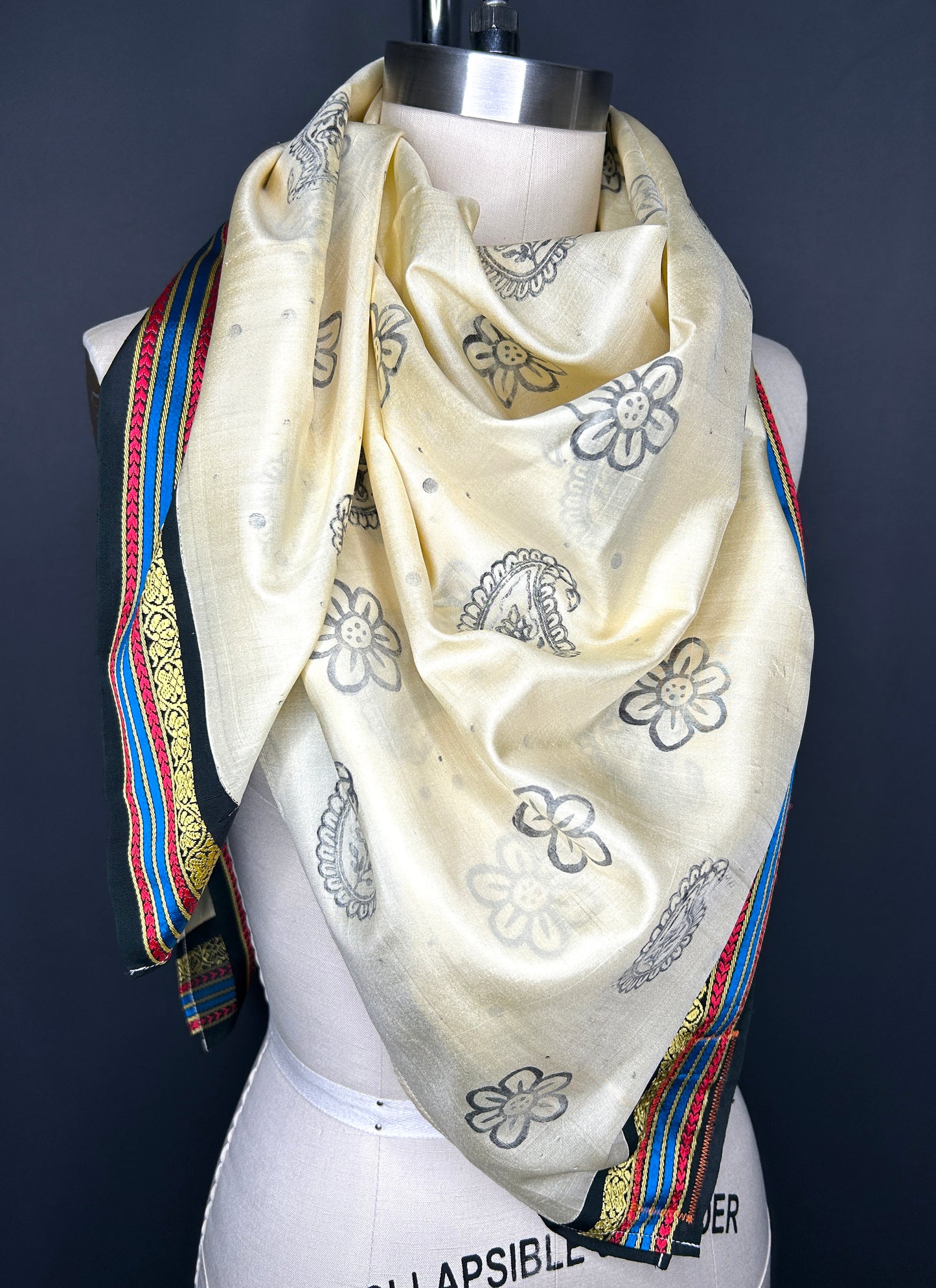 Sari Scarf - Paisley Punch in Cream + Vintage Black