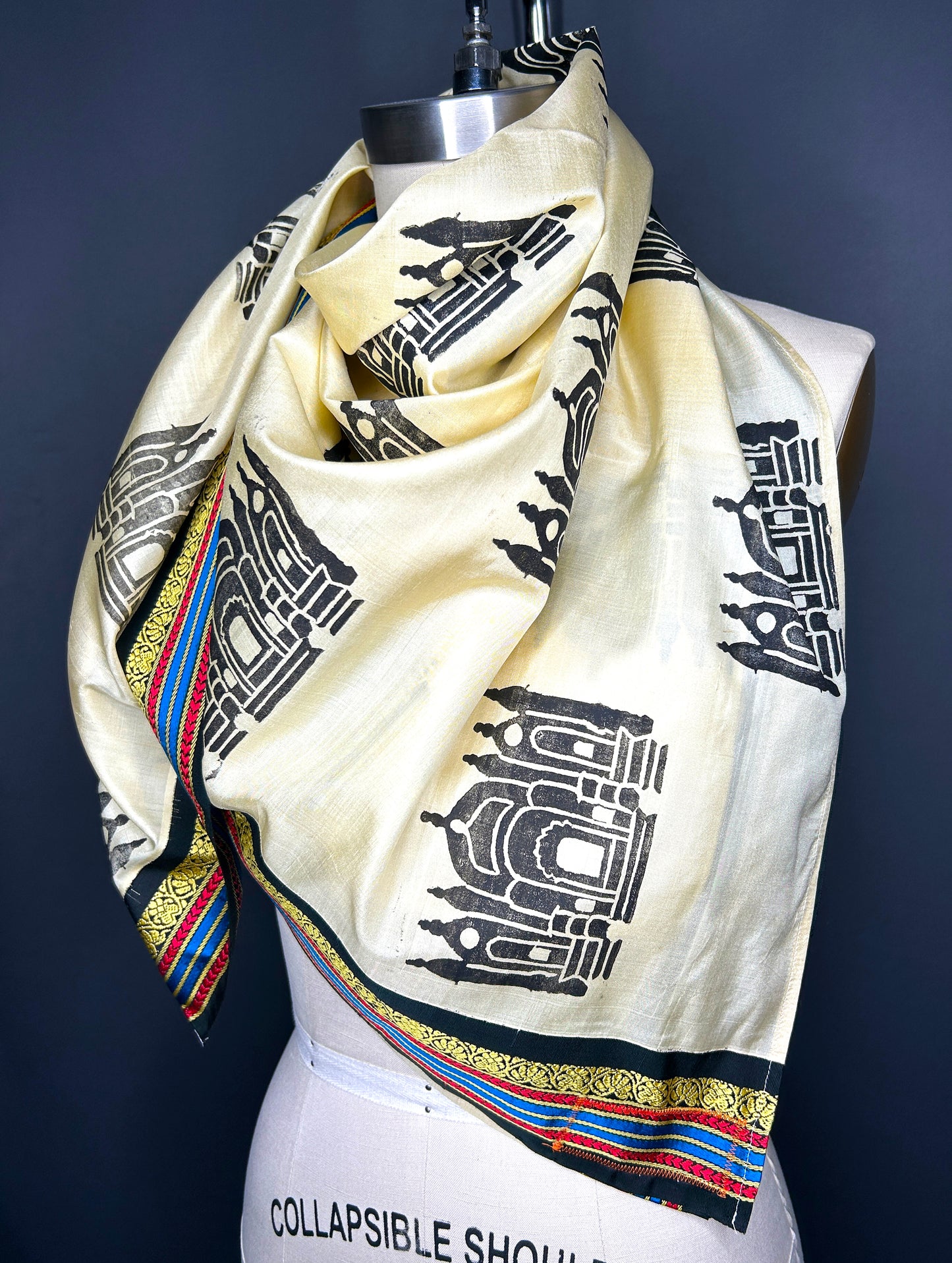 Sari Scarf - Hawa Mahal in Cream + Black
