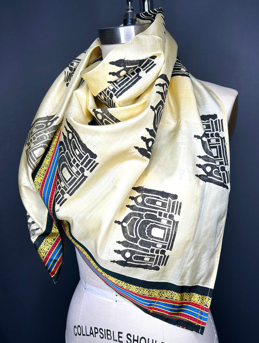 Sari Scarf - Hawa Mahal in Cream + Black