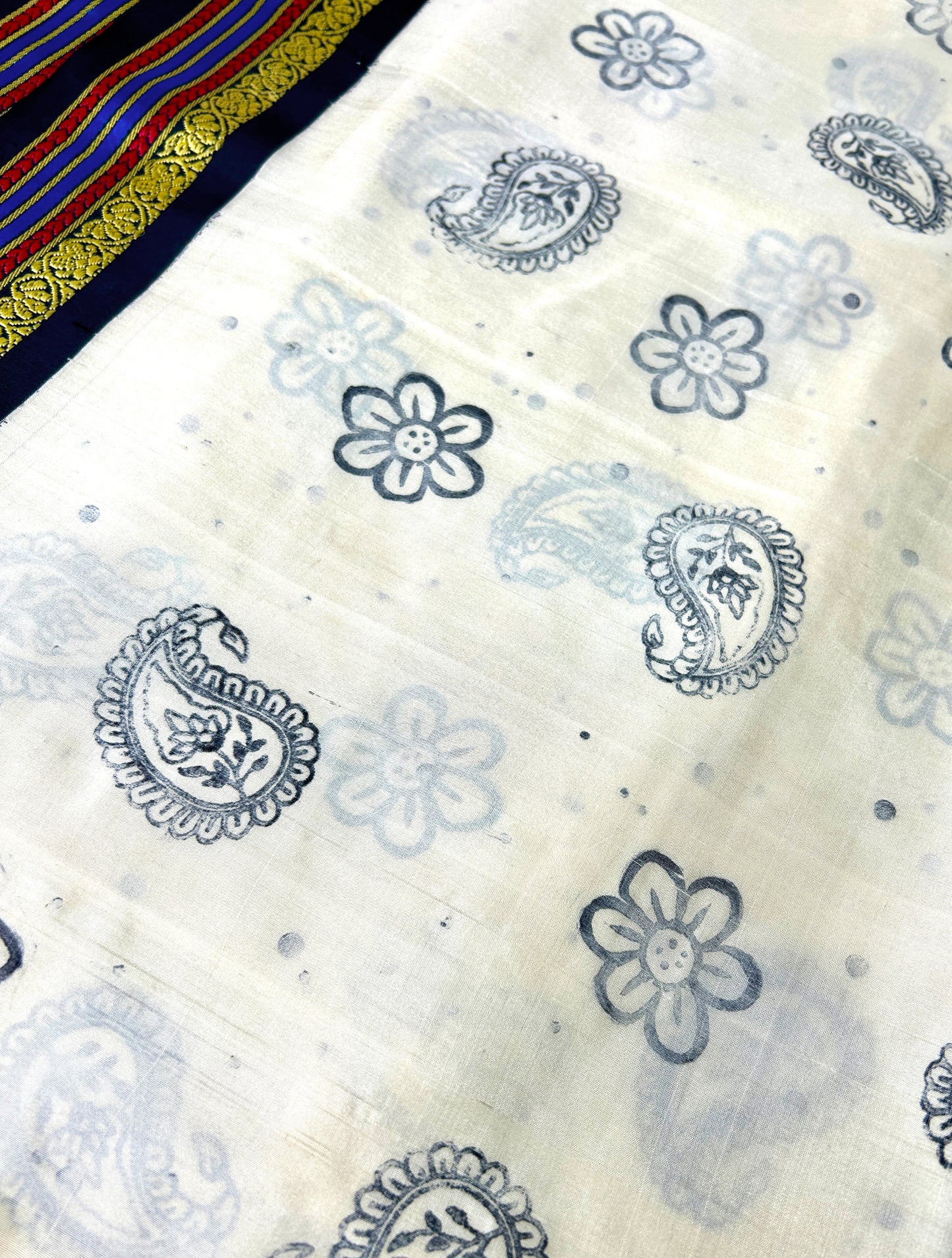Sari Scarf - Paisley Punch in Cream + Vintage Black
