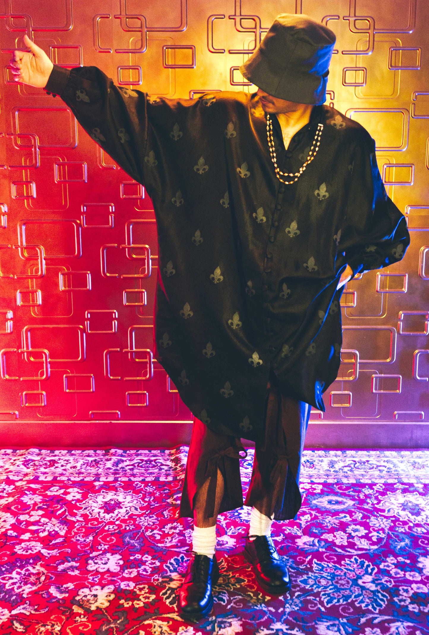 Fleur-de-lis Oversized Silk Shirt