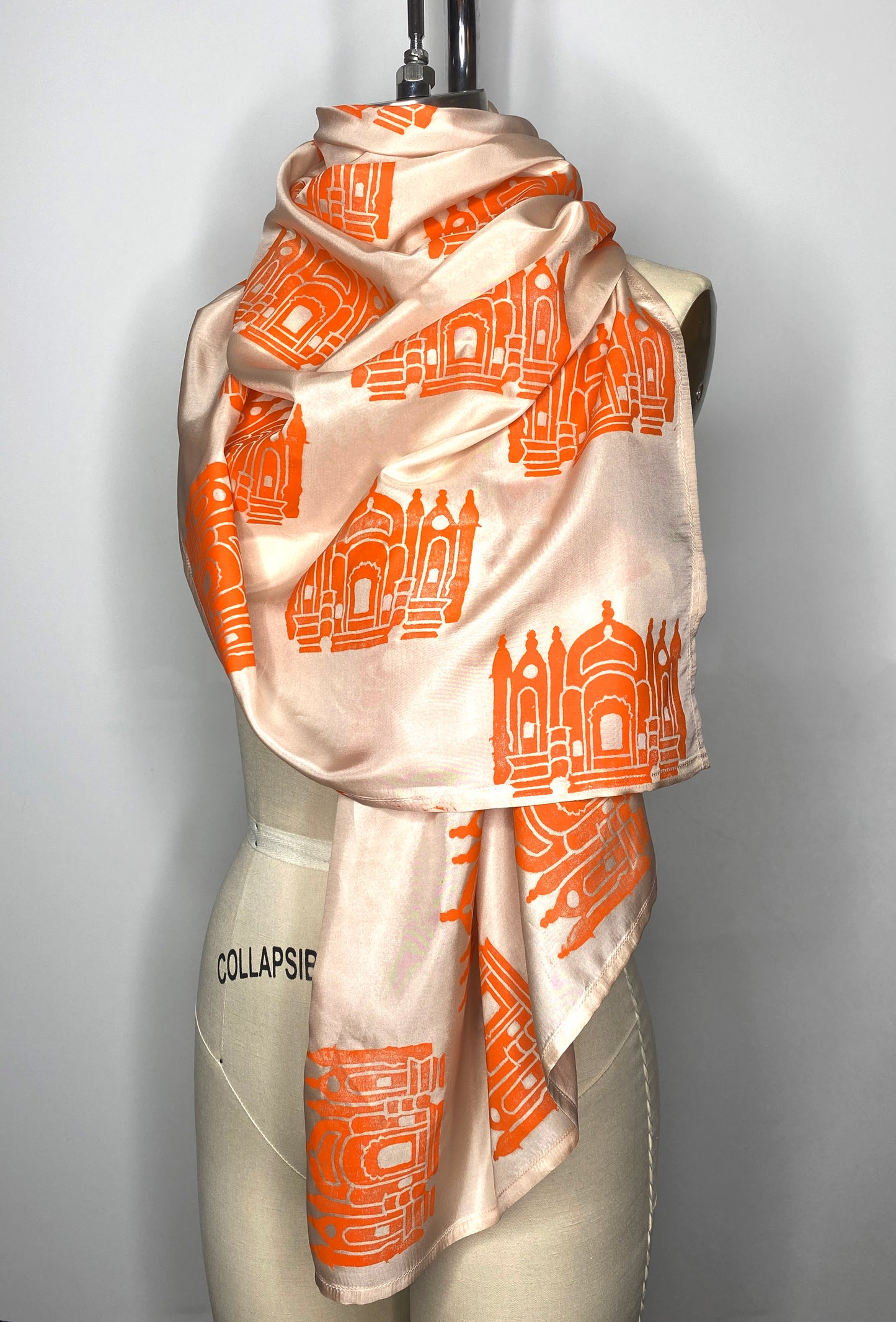 Hawa Mahal Block Print Silk Scarf