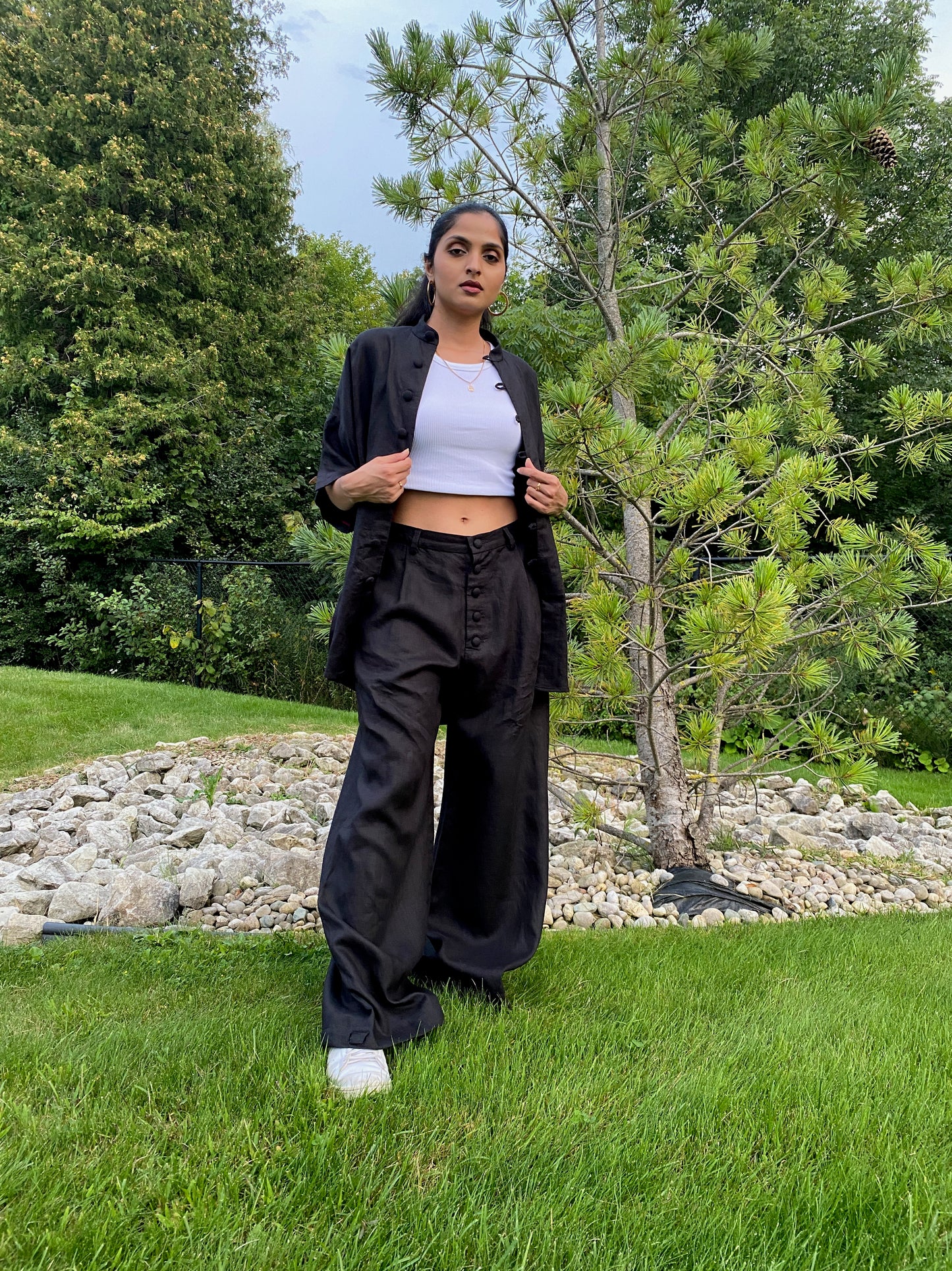 Black Linen Modular Pant