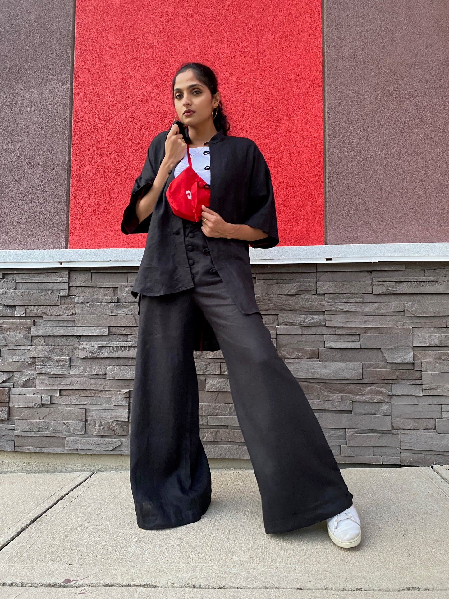 Black Linen Modular Pant