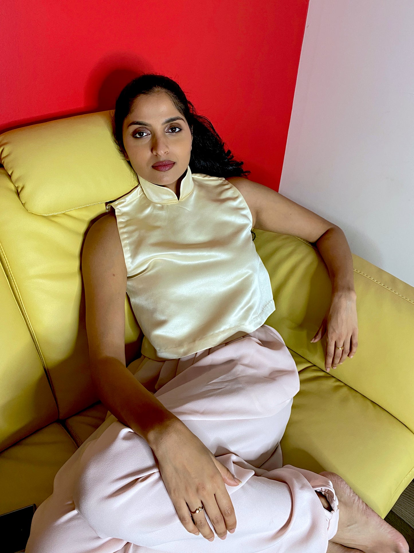 Satin Choker Crop Top