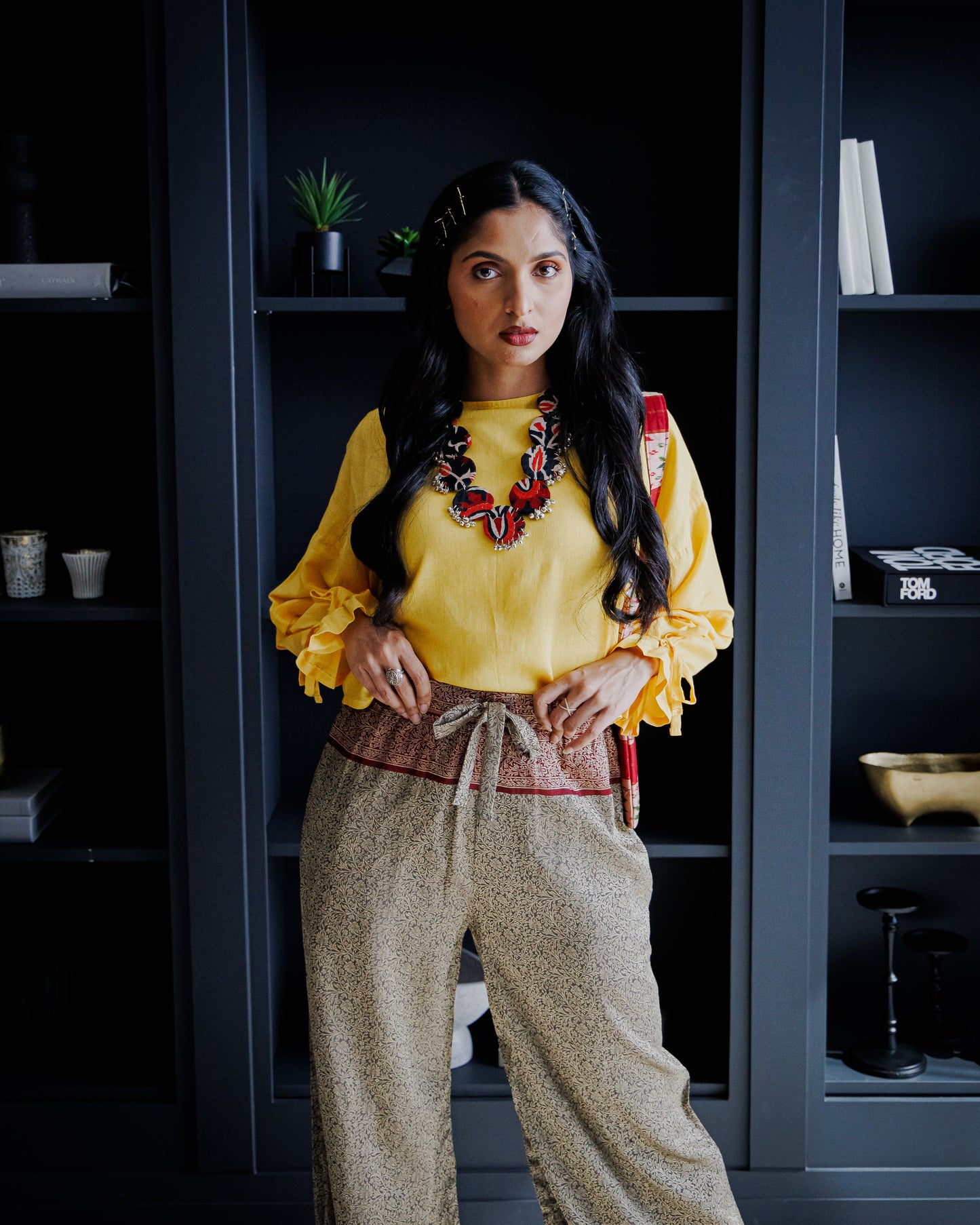 Shahee Pant - Red, Grey & Gold