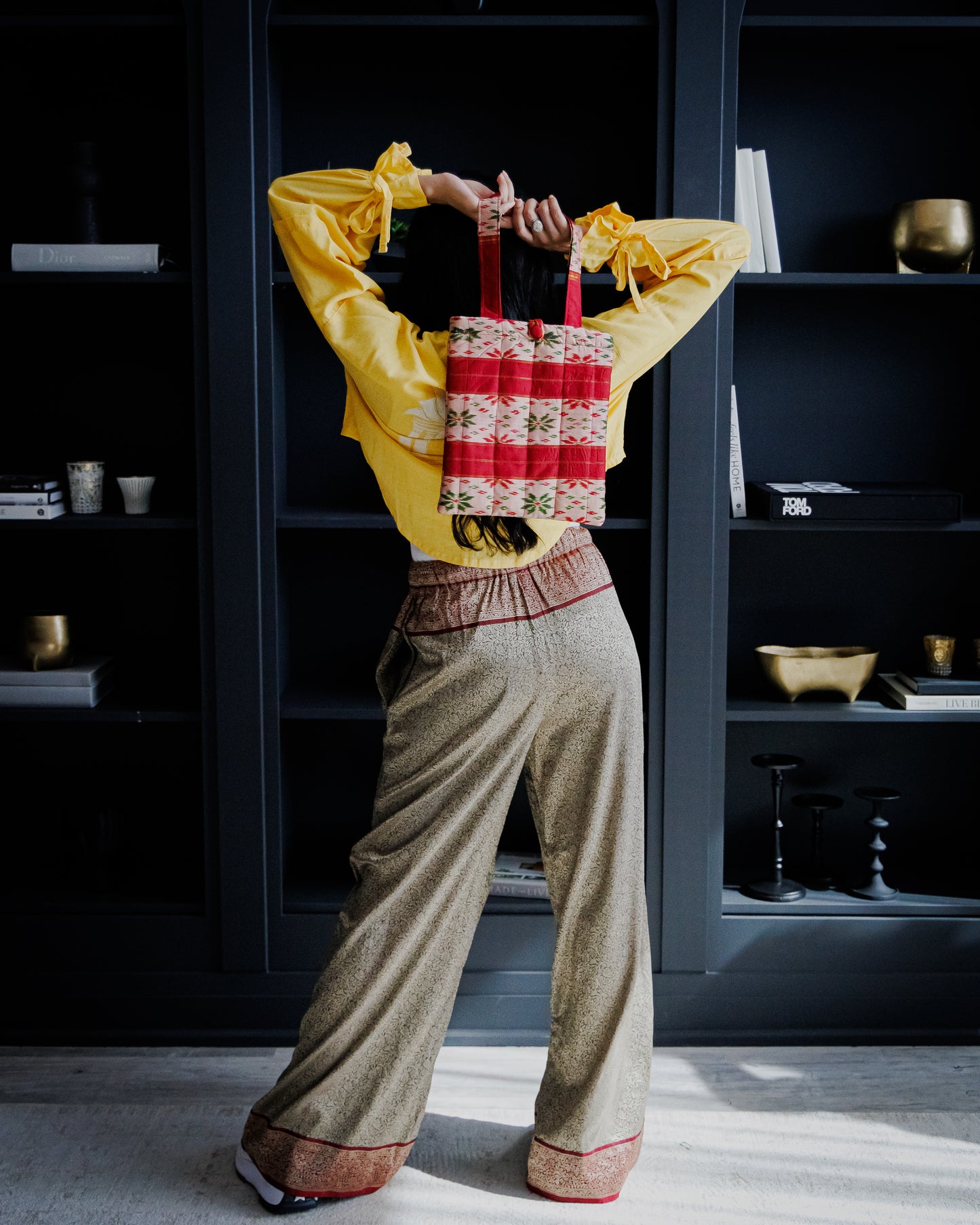 Shahee Pant - Red, Grey & Gold
