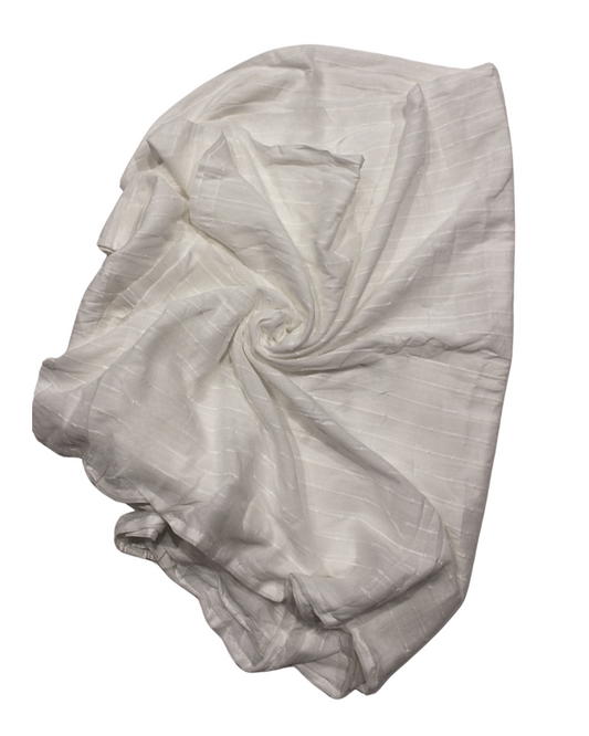 White Flocked Pinstripe Fabric