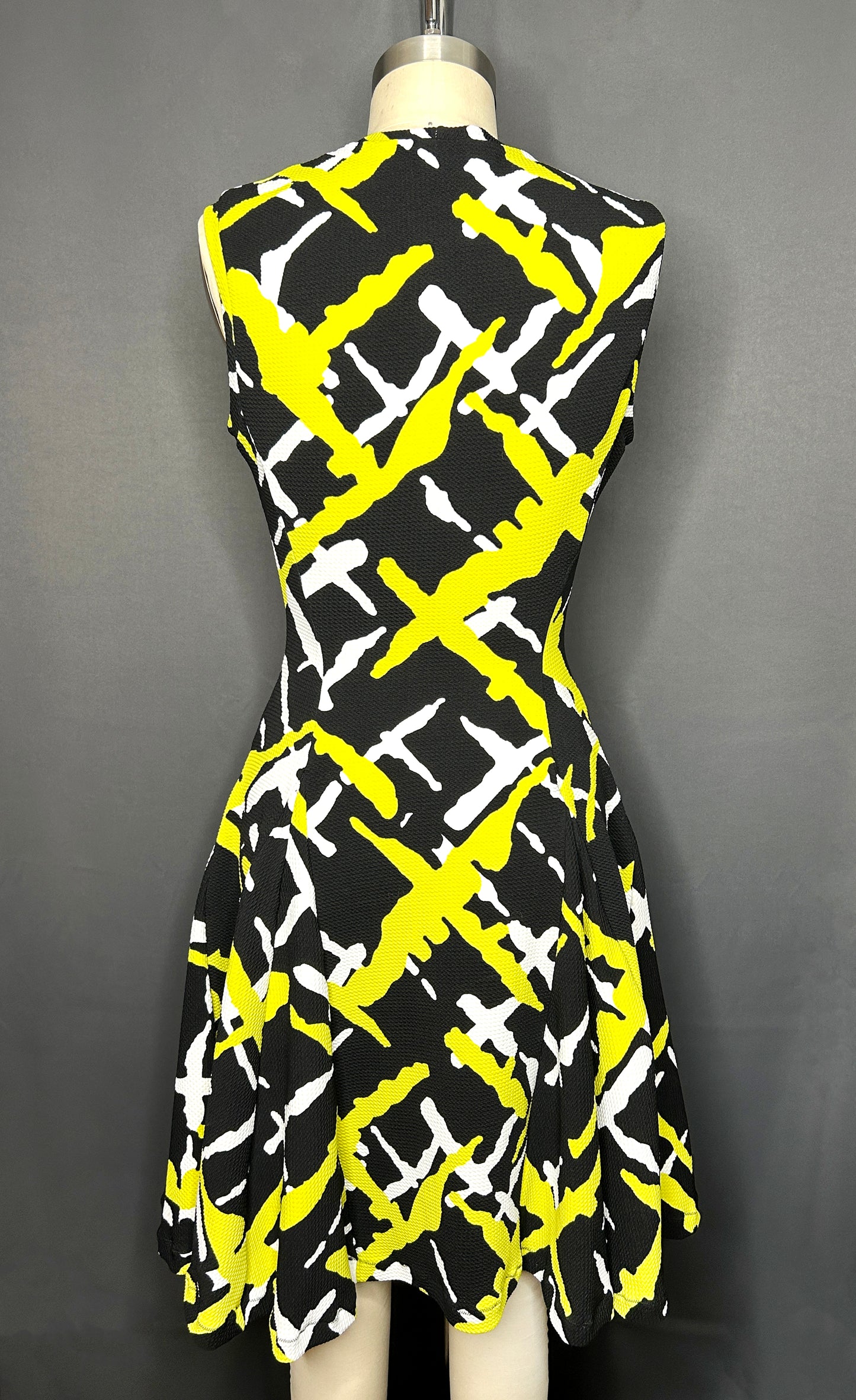 Printed Neoprene Flared Dress
