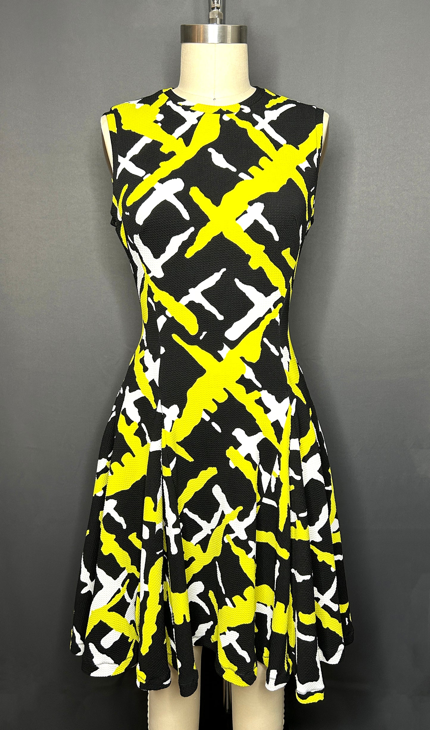 Printed Neoprene Flared Dress