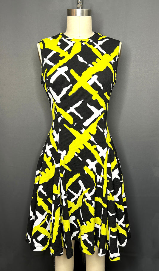Printed Neoprene Flared Dress