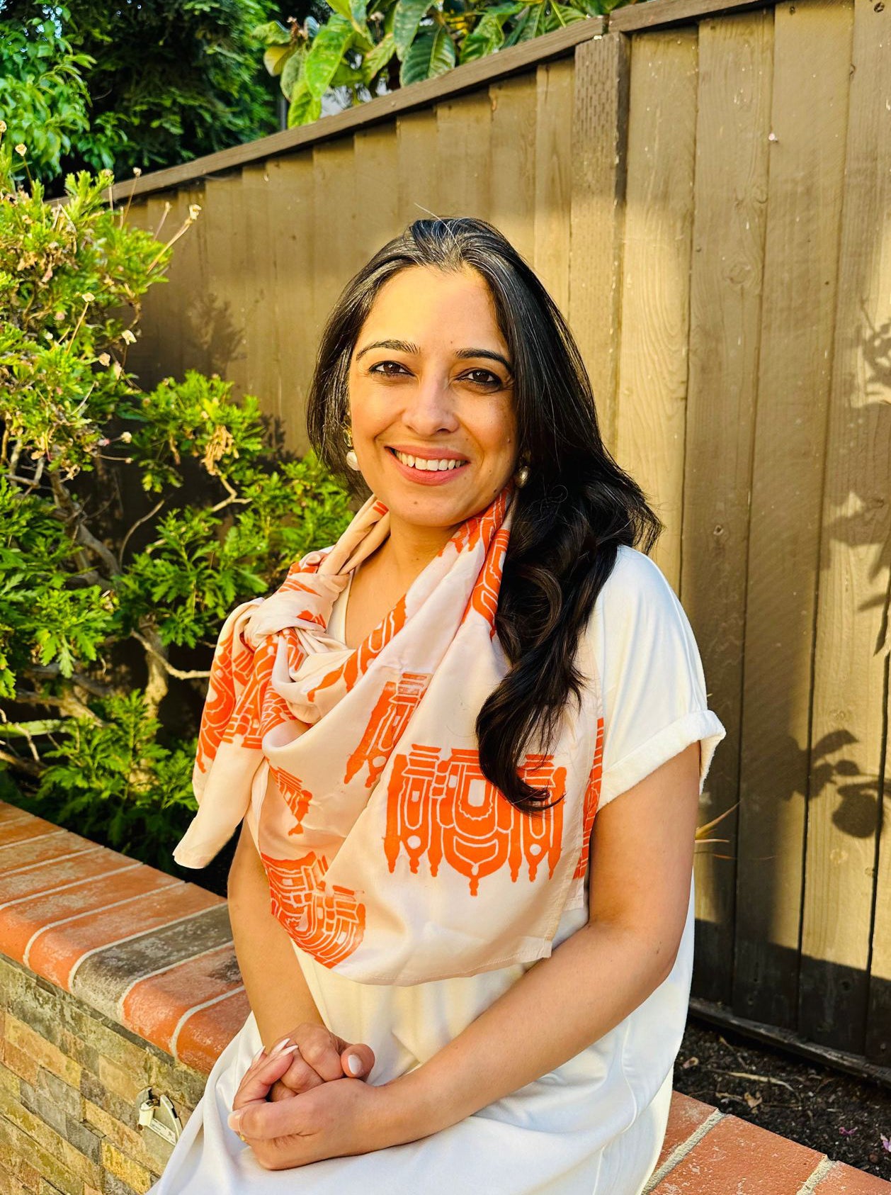 Hawa Mahal Block Print Silk Scarf