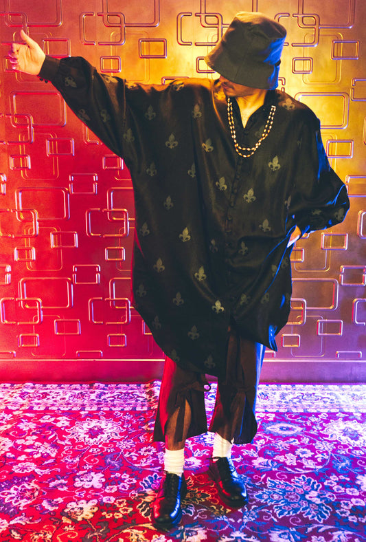 Fleur-de-lis Oversized Silk Shirt