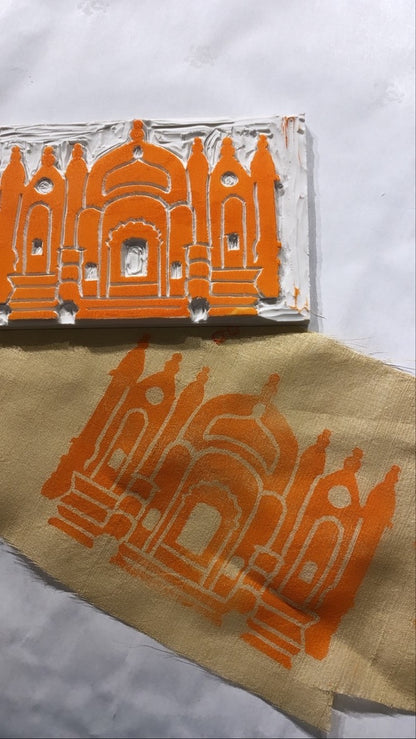 Hawa Mahal Block Print Silk Scarf