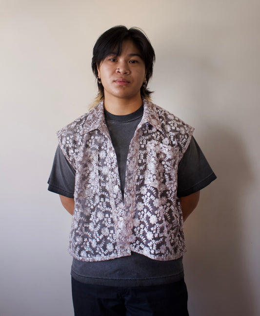 Pewter Embroidered Utility Vest