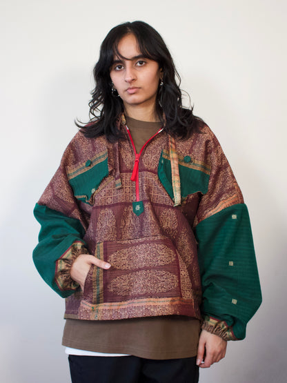 Lotus Palace Anorak (half-zip) - Red + Green