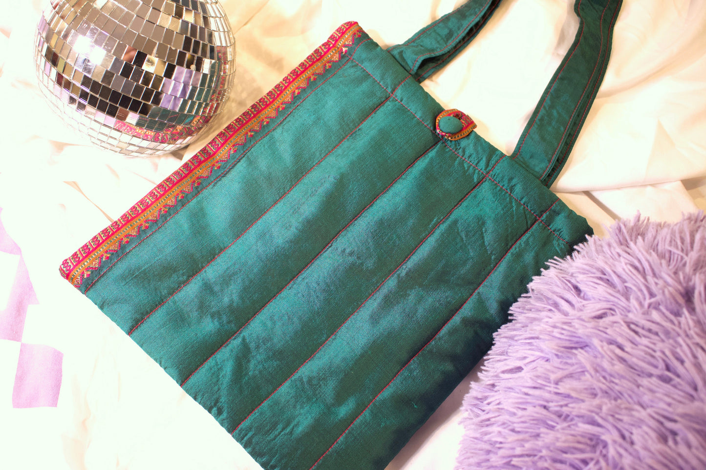 Mini Sari Tote - Peacock Green