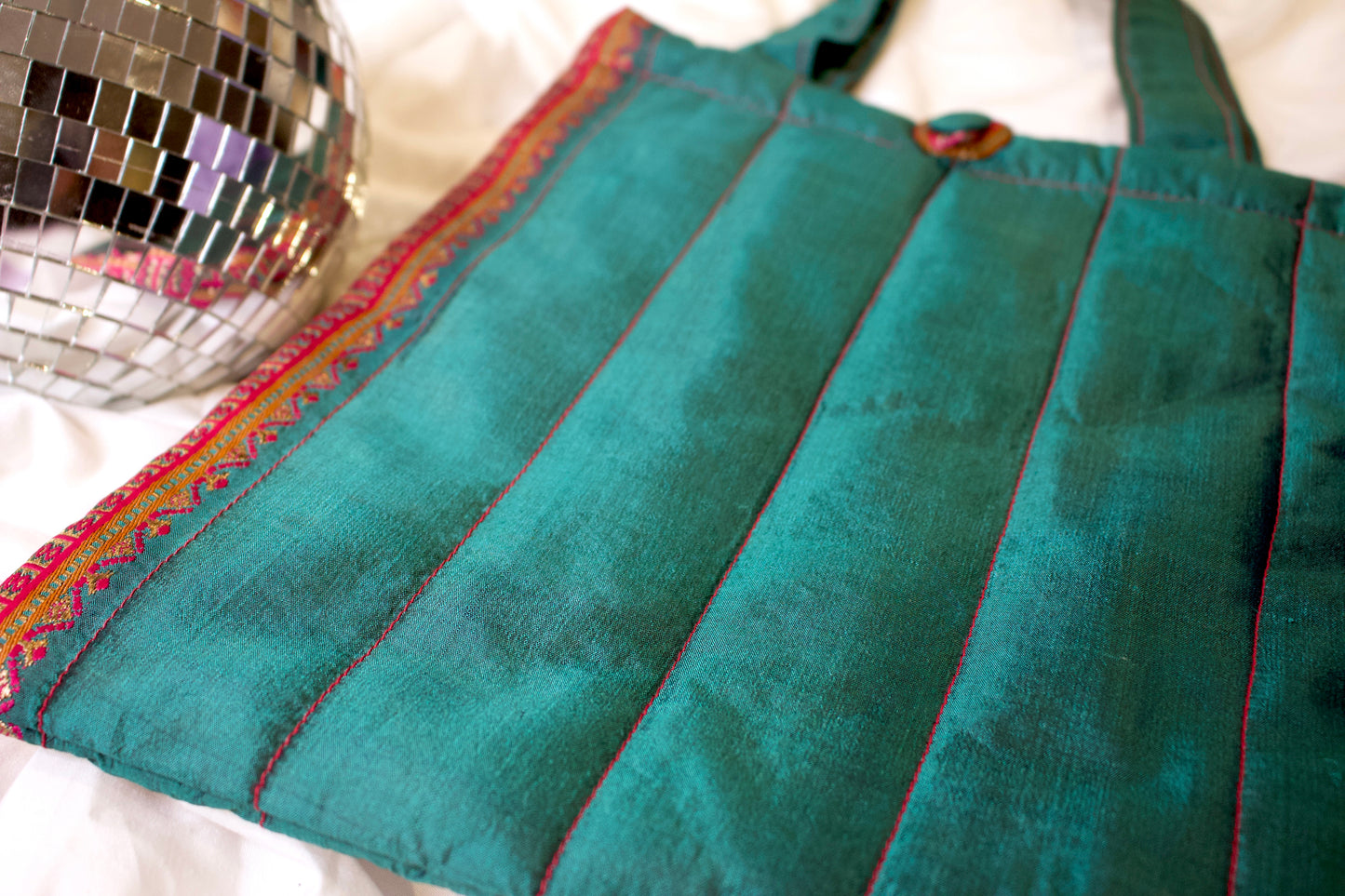 Mini Sari Tote - Peacock Green