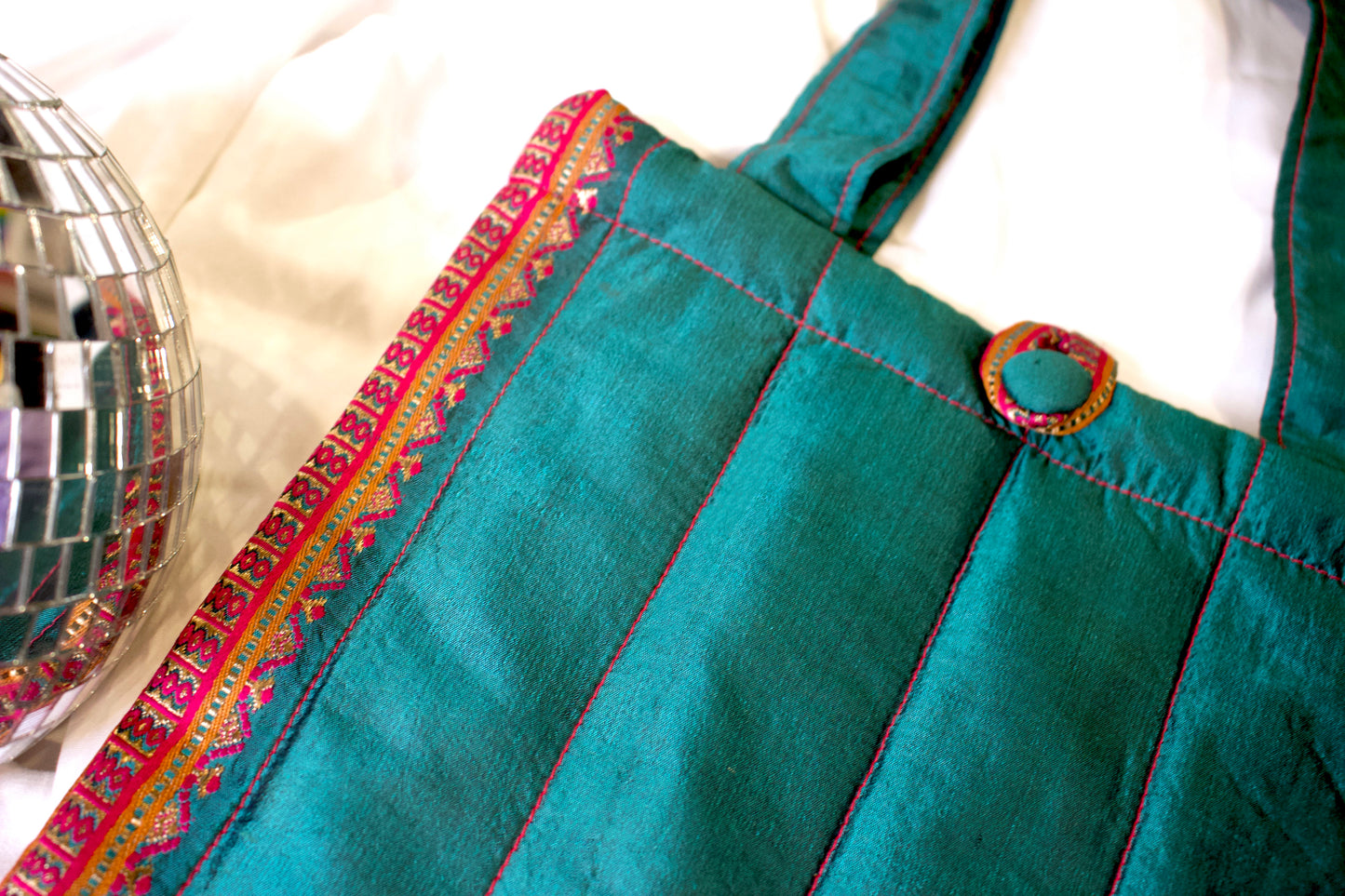 Mini Sari Tote - Peacock Green