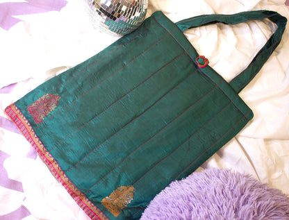 Sari Tote Bag - Peacock Green