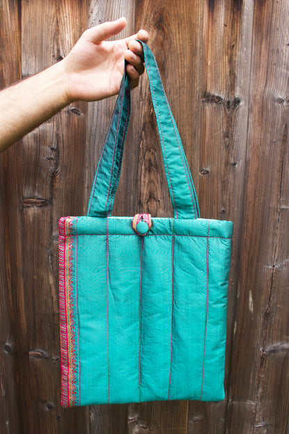 Mini Sari Tote - Peacock Green