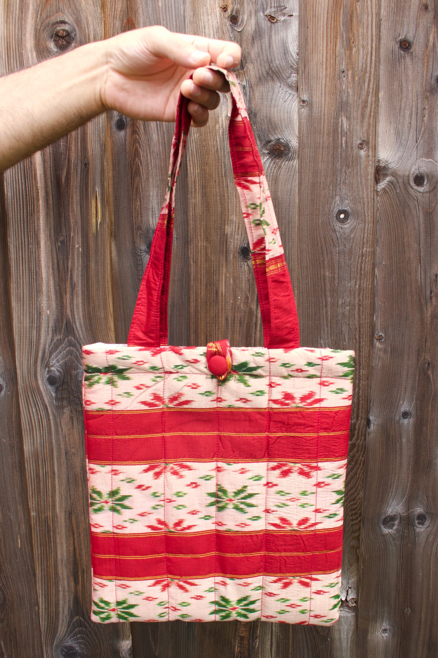 Mini Sari Tote -Red+Pink Ikat