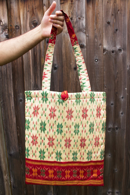 Sari Tote Bag - Red+White Ikat